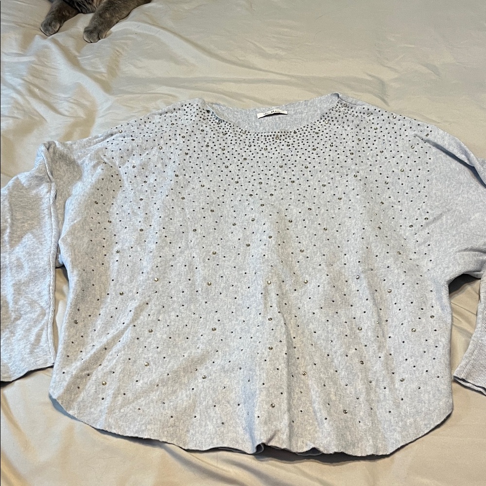 Vila Milano Light blue Studded Sweatshirt - Picture 2 of 4